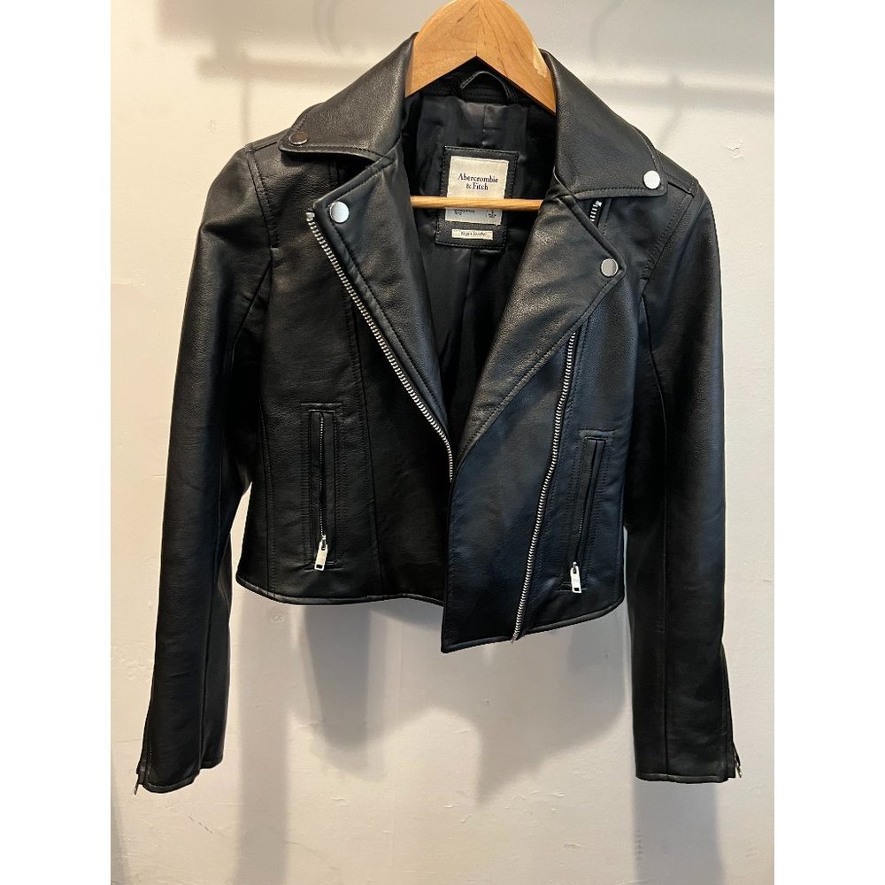 Abercrombie & Fitch Vegan Leather Moto Jacket, Size S